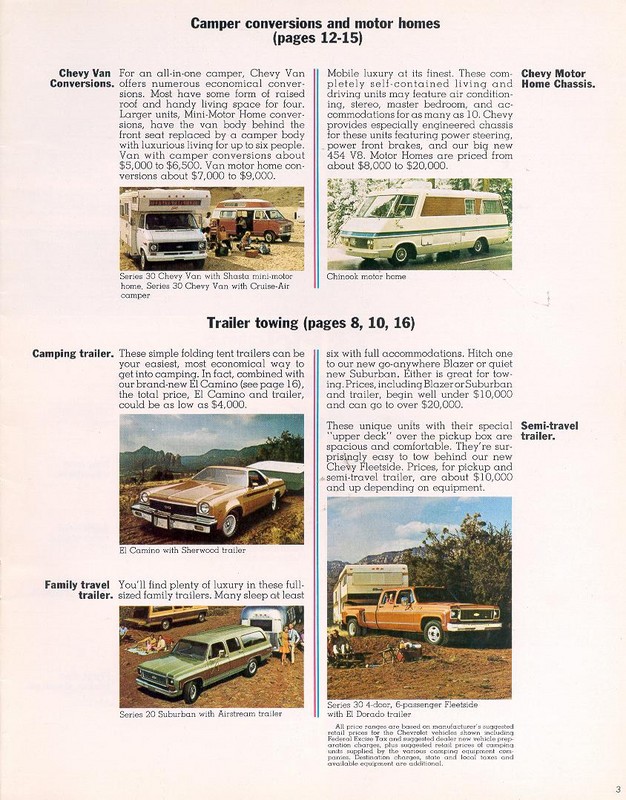 1973 Chevrolet Recreational Vehicles Brochure Page 12
